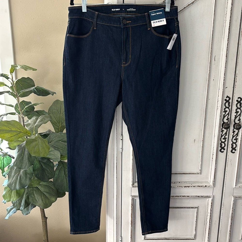 NWT Old Navy High Rise Super Skinny Dark Wash Jeans, Women’s Size 14